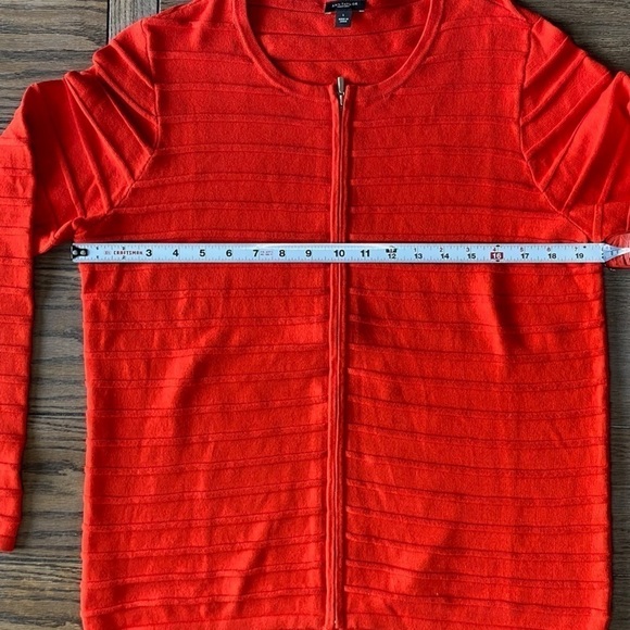 Ann Taylor Factory Zip Up Cardigan Sweater with Horizontal Ribbing Size Large - Picture 9 of 10